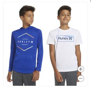 New! 2-Pack Hurley Youth Lightweight Hoodie & Tee Kangaroo Pockets Crewneck NWT!